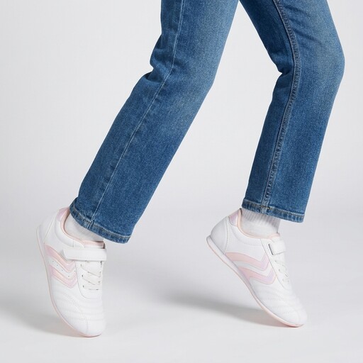 Meisjes sneakers wit lichtroze