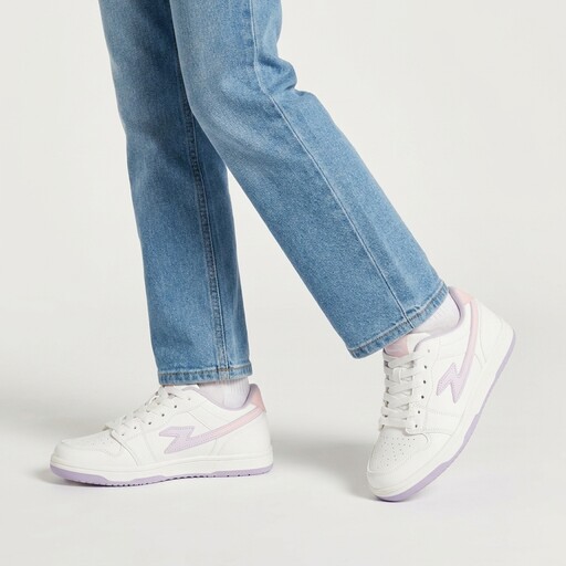 Meisjes sneakers wit pastel roze