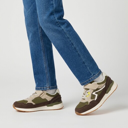 Jongens sneakers bruin groen