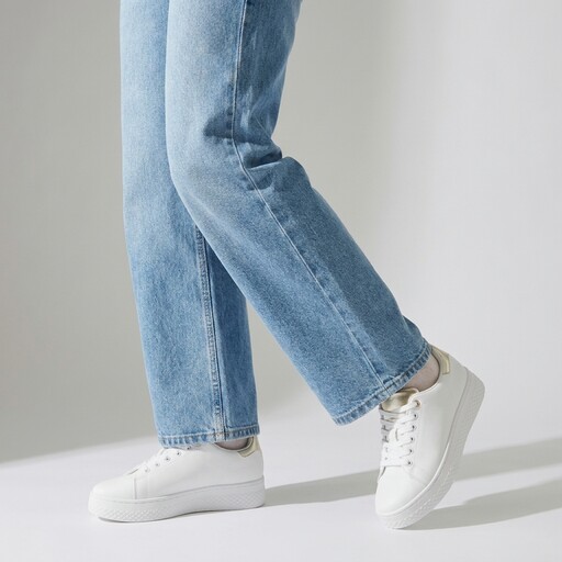 Dames sneakers wit goud
