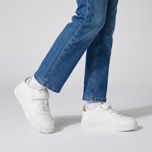 Meisjes sneakers wit metallic goud
