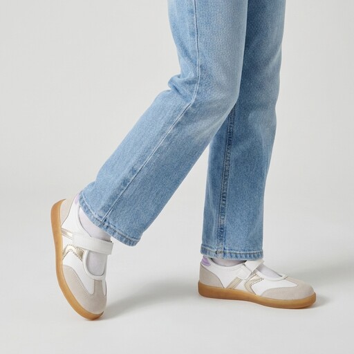 Meisjes ballerina sneakers beige wit