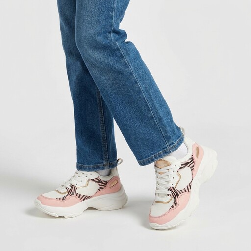 Meisjes sneaker roze met zebraprint