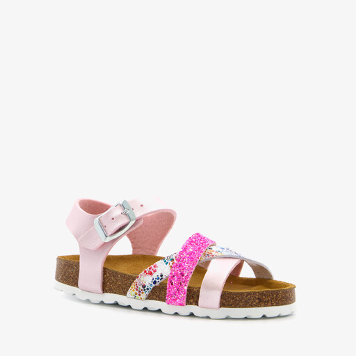 Meisjes bio sandalen met glitters roze