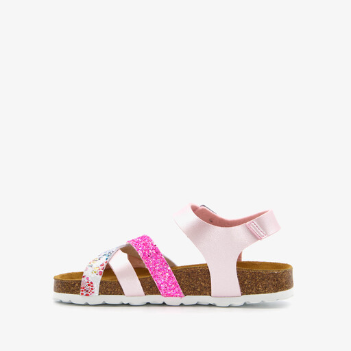 Meisjes bio sandalen met glitters roze
