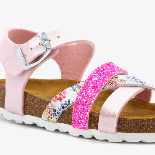 Meisjes bio sandalen met glitters roze