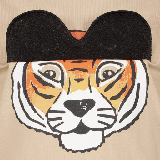 Jongens T-shirt met tijgerkop beige