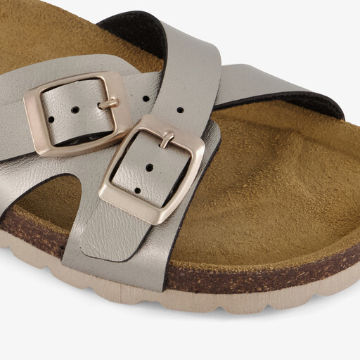 Leren dames bio slippers taupe