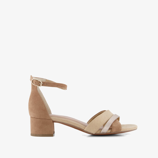Dames sandalen met hak chocolade bruin