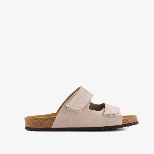 Leren heren bio slippers beige