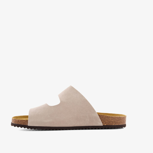 Leren heren bio slippers beige