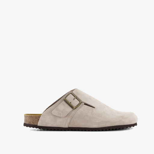 Suède heren clogs taupe