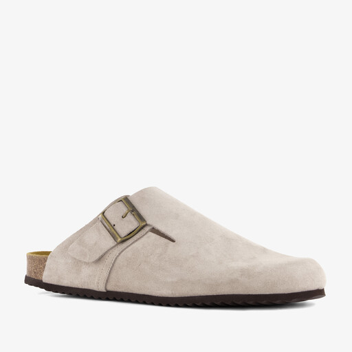 Suède heren clogs taupe