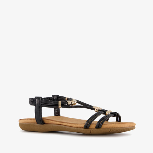 Dames sandalen panterprint zwart bruin