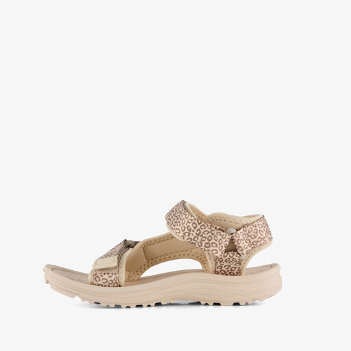 Meisjes sandalen met panterprint beige