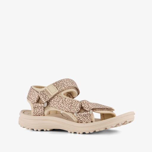 Meisjes sandalen met panterprint beige