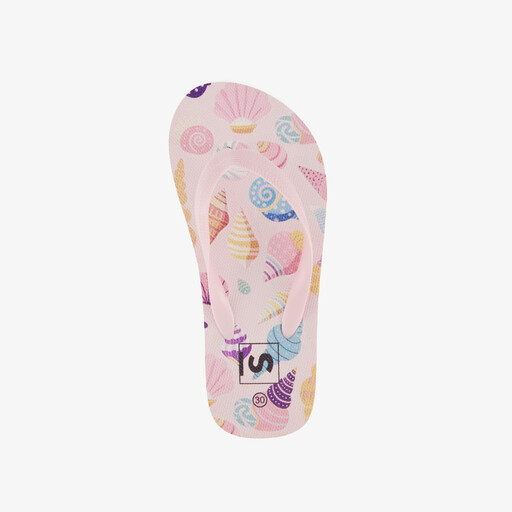 Roze meisjes teenslippers met schelpen