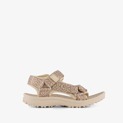 Meisjes sandalen met panterprint beige
