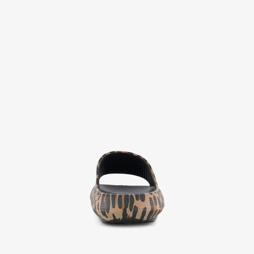 Dames badslippers met panterprint beige