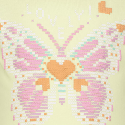 Meisjes T-shirt met vlinder lichtgeel