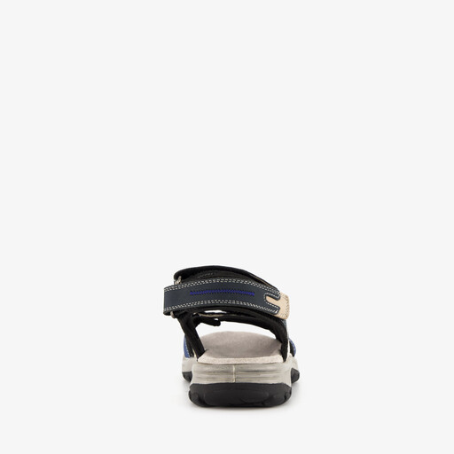 Leren dames sandalen beige blauw