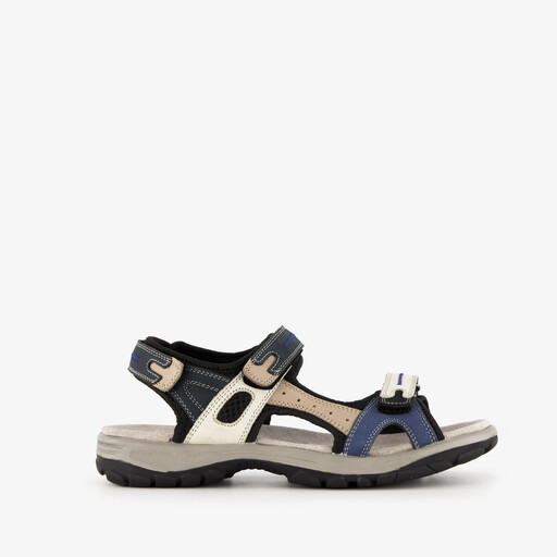 Leren dames sandalen beige blauw