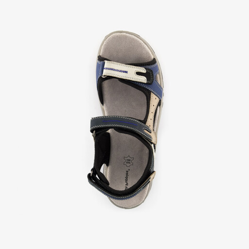 Leren dames sandalen beige blauw