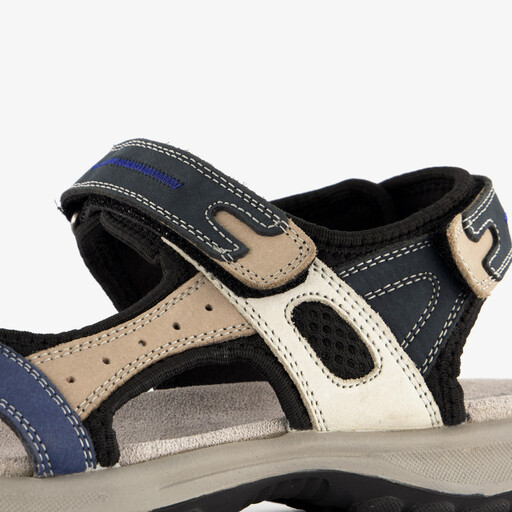Leren dames sandalen beige blauw