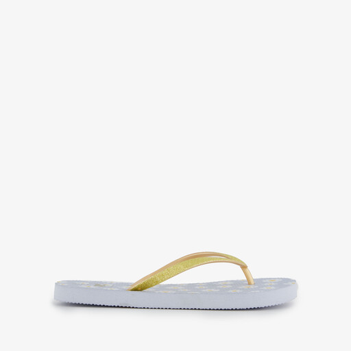 Dames teenslippers met madeliefjes blauw