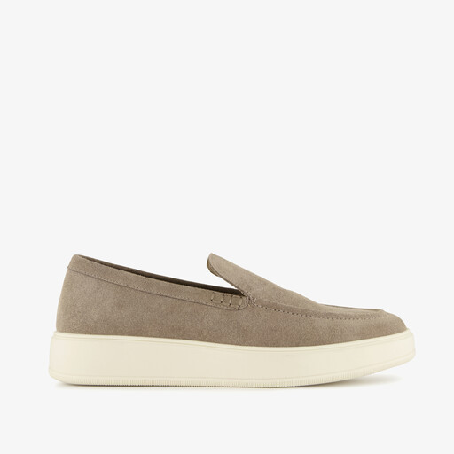 Suède heren instappers taupe