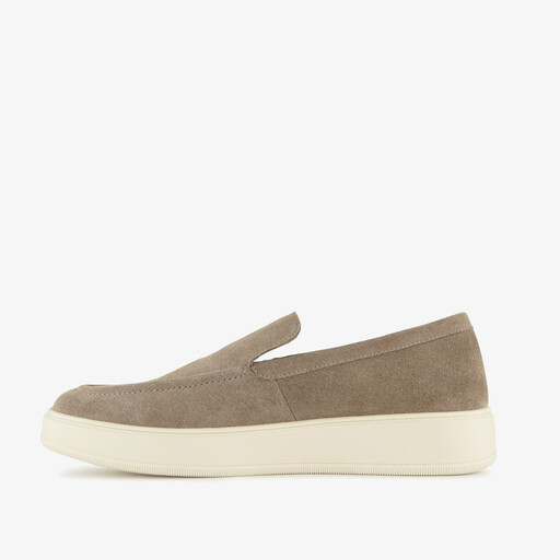Suède heren instappers taupe