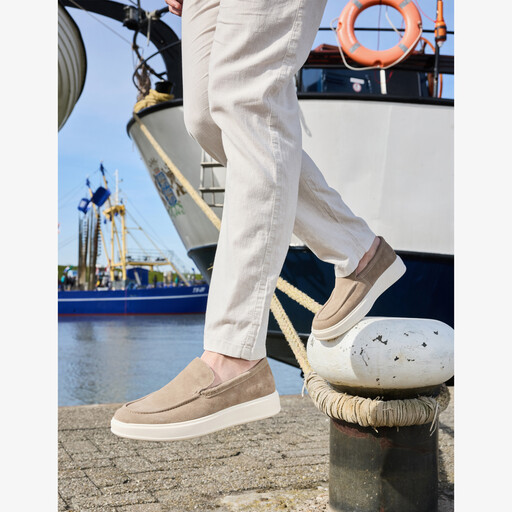 Suède heren instappers taupe
