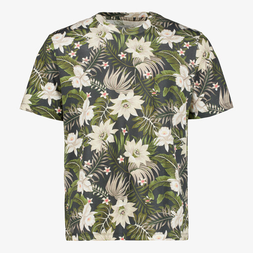 Heren T-shirt met tropische print groen