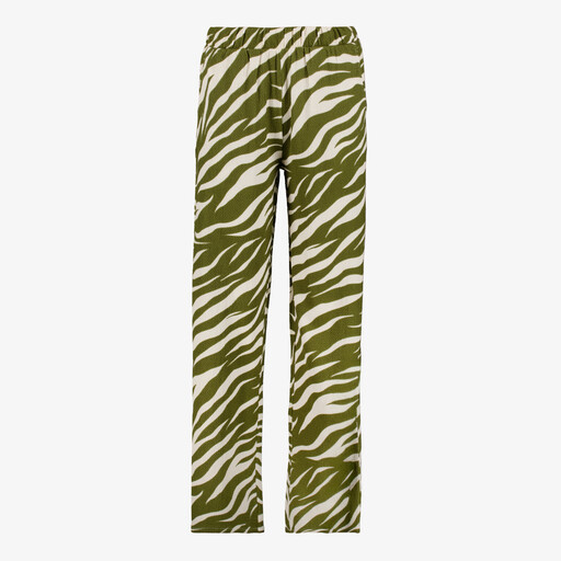 Dames wide leg broek zebraprint groen wit