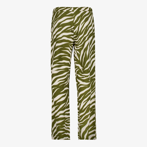 Dames wide leg broek zebraprint groen wit