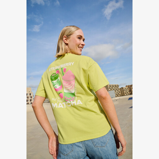 Dames T-shirt met matcha backprint groen