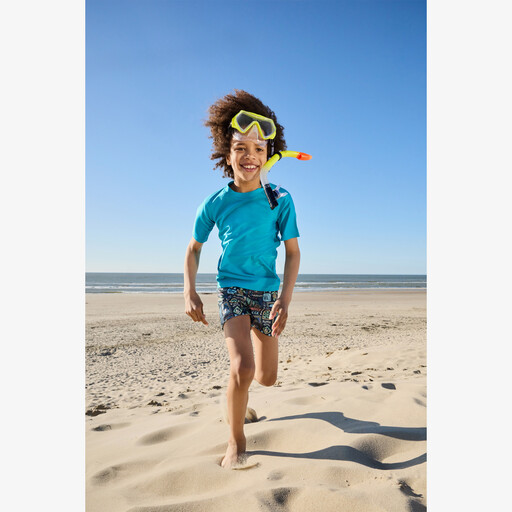 Kinder UV zwemshirt met korte mouwen blauw
