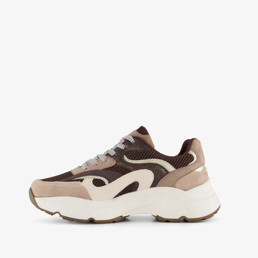 Dames dad sneakers beige bruin
