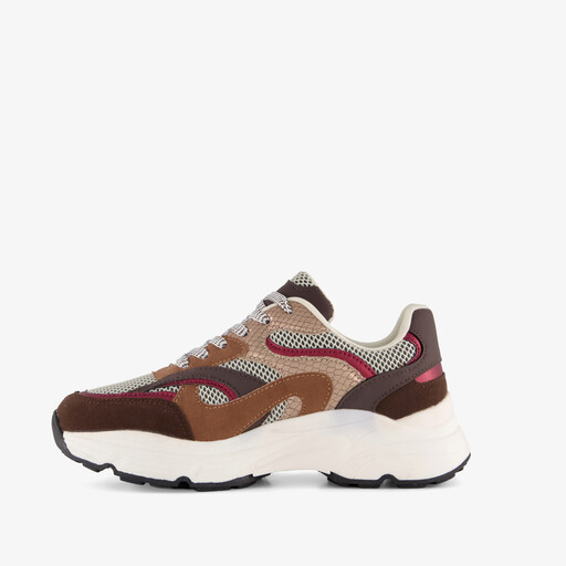 Dames dad sneakers bruin rood