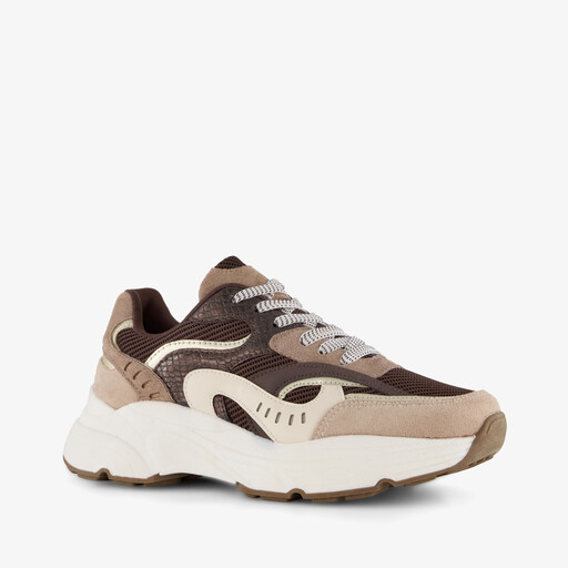 Dames dad sneakers beige bruin