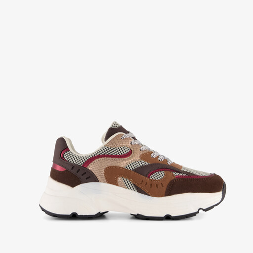 Dames dad sneakers bruin rood