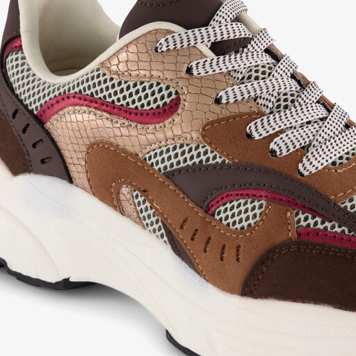 Dames dad sneakers bruin rood