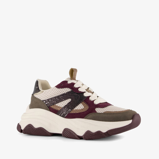 Dames dad sneakers beige bordeaux