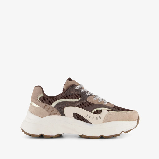 Dames dad sneakers beige bruin