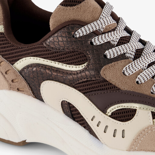 Dames dad sneakers beige bruin