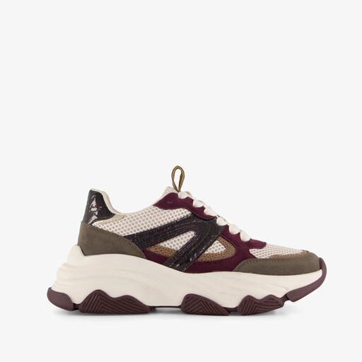 Dames dad sneakers beige bordeaux