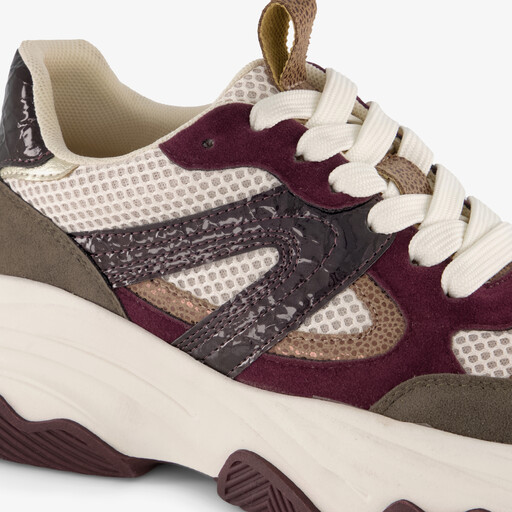 Dames dad sneakers beige bordeaux