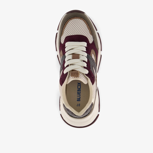 Dames dad sneakers beige bordeaux