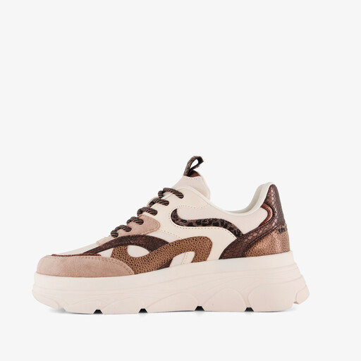 Dames dad sneakers beige bruin