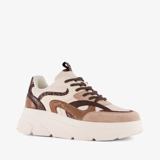 Dames dad sneakers beige bruin